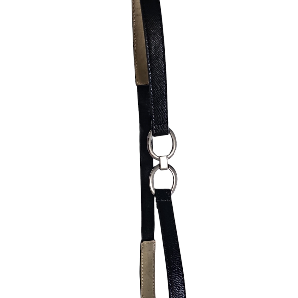 Black stretchy silver clamp buckle belt
